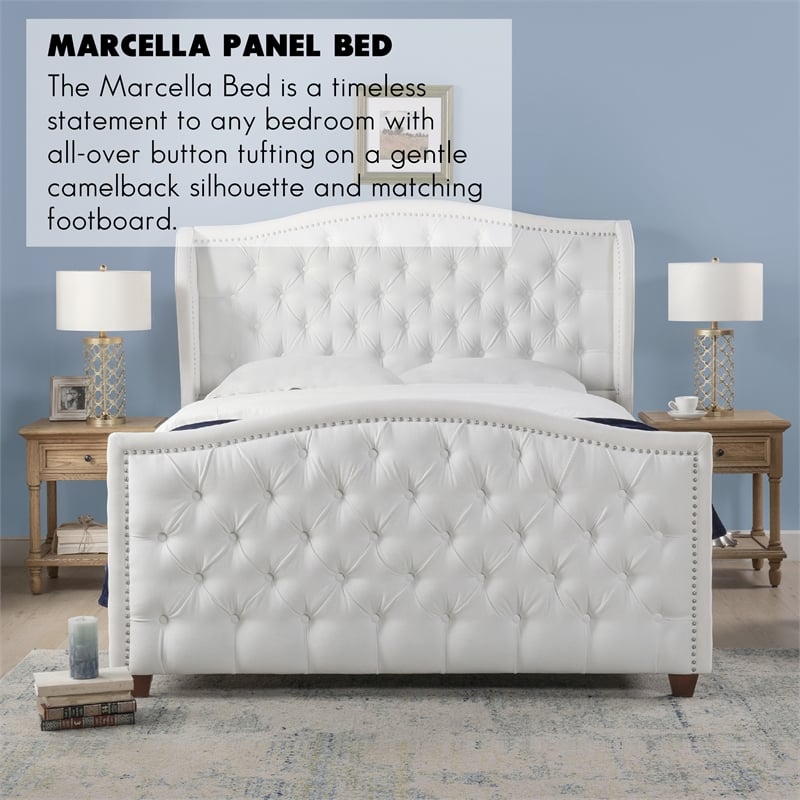 Marcella Tufted Wingback Queen Bed Bright White