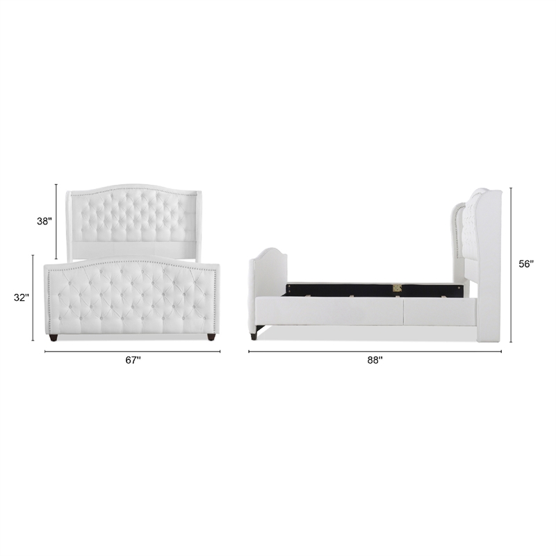 Marcella Tufted Wingback Queen Bed Bright White