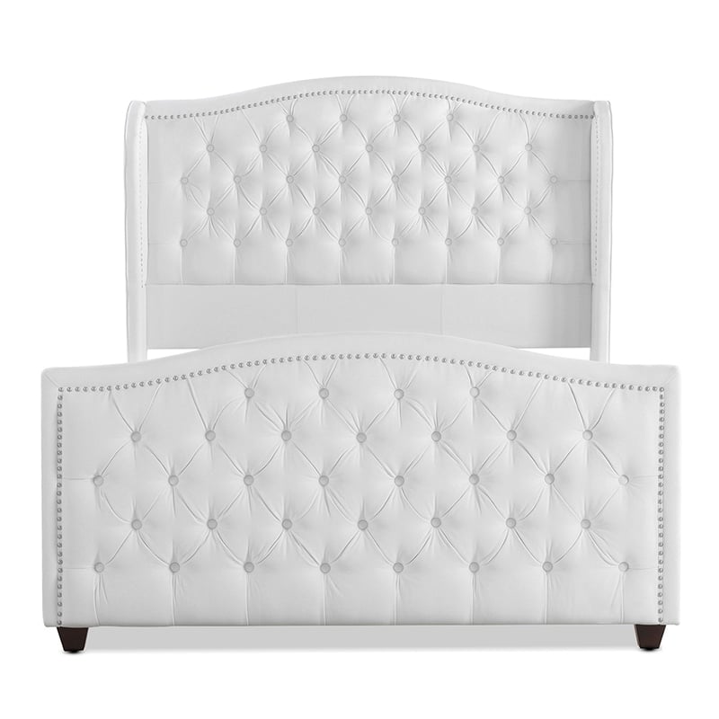 Marcella Tufted Wingback Queen Bed Bright White
