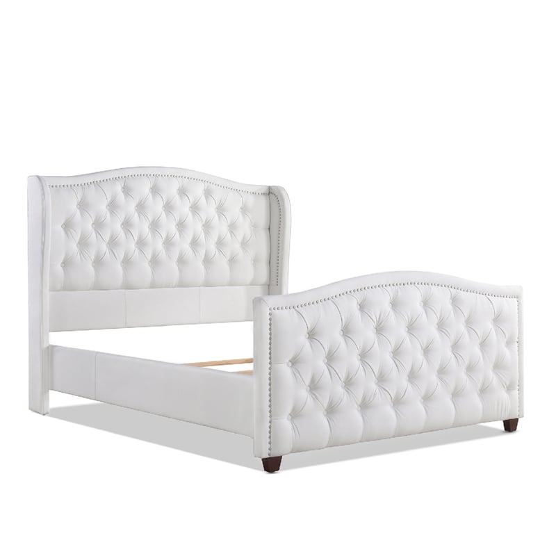 Marcella Tufted Wingback Queen Bed Bright White