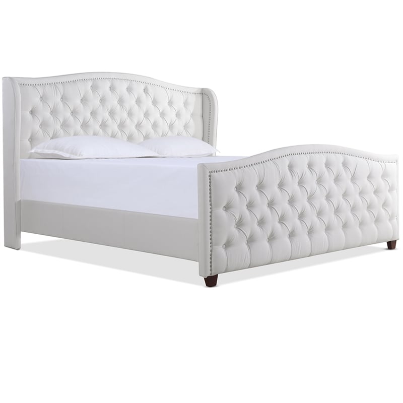 Marcella Tufted Wingback King Bed Bright White
