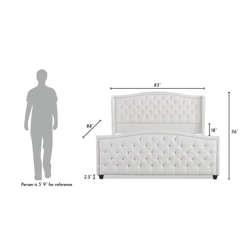 Marcella Tufted Wingback King Bed Bright White