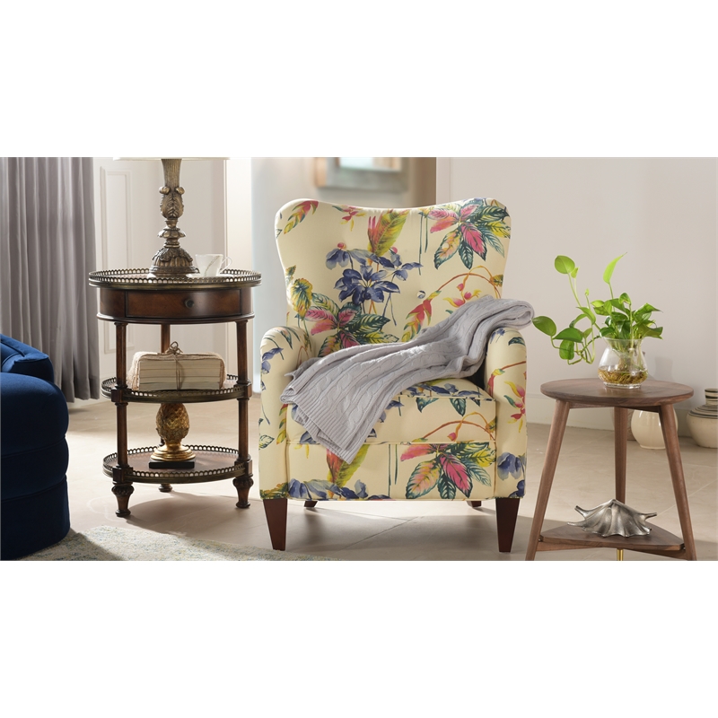 Paradise Upholstered Arm Chair Off White Floral