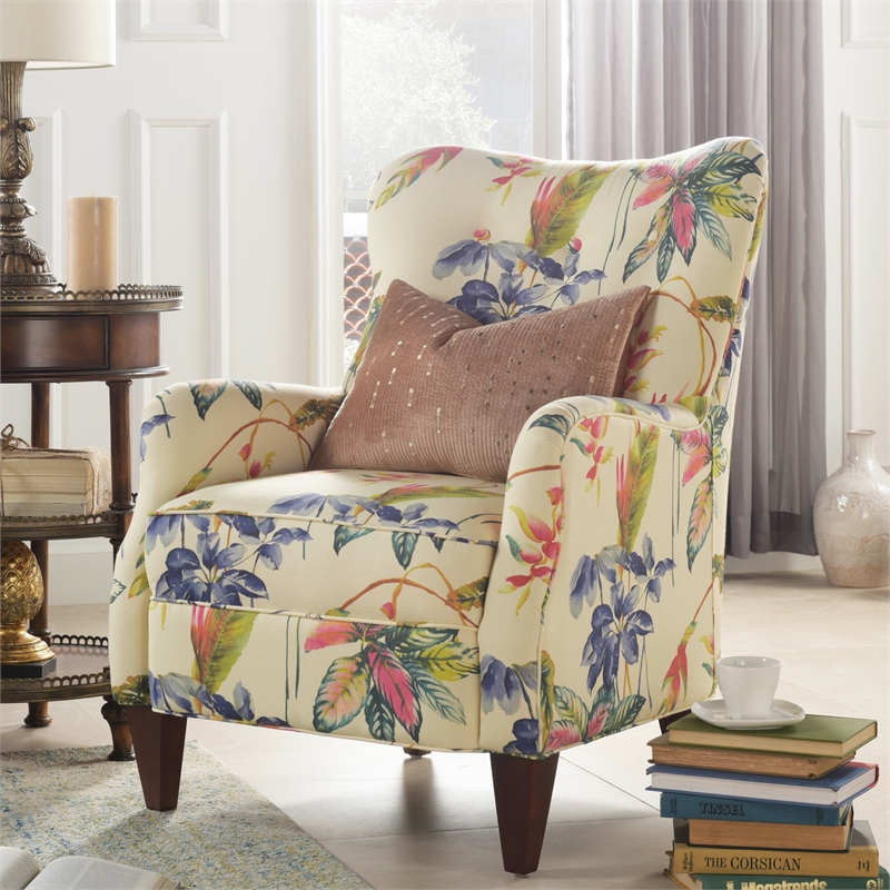 Paradise Upholstered Arm Chair Off White Floral