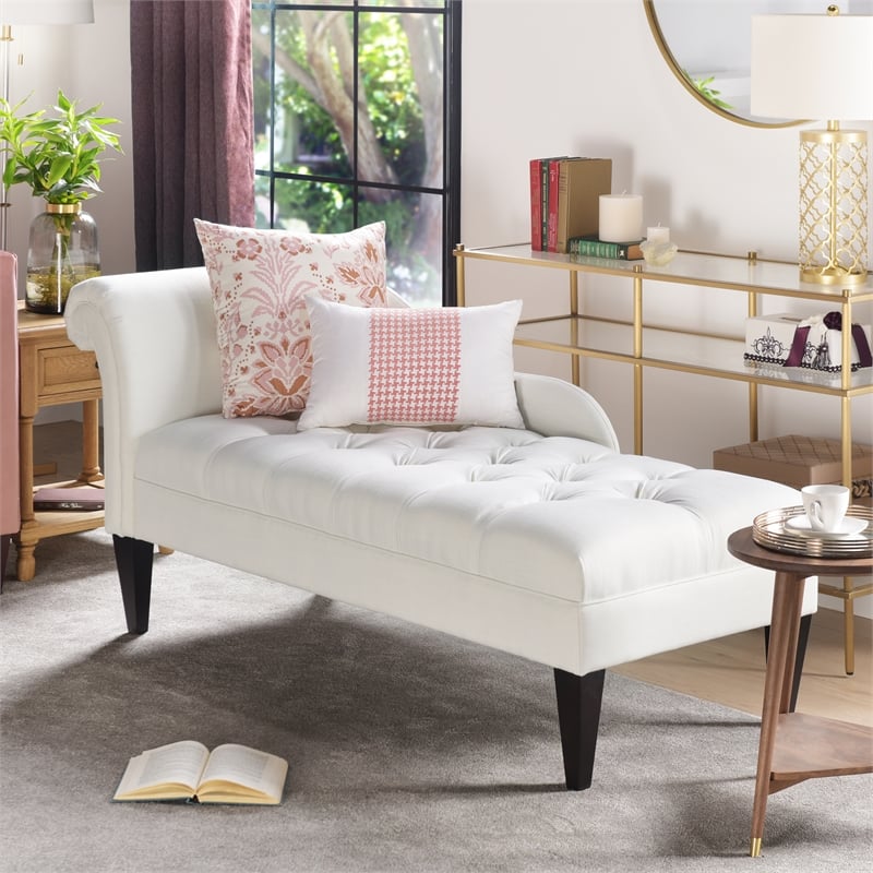 Harrison Tufted Roll Arm Chaise Lounge Antique White 62020879