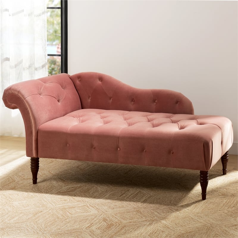 Samuel Tufted Roll Arm Chaise Lounge Ash Rose