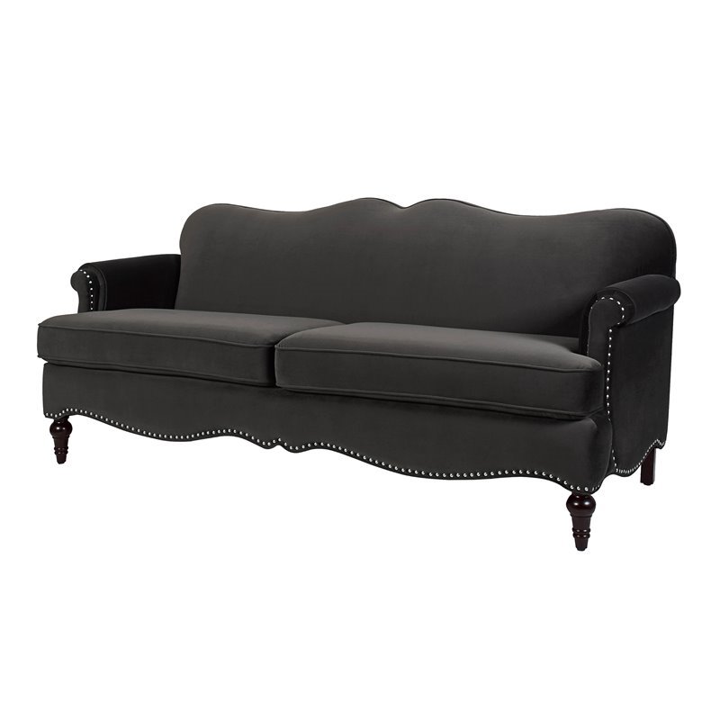 Legacy Camelback Sofa Nailhead Accents Dark Charcoal Grey Cymax Business