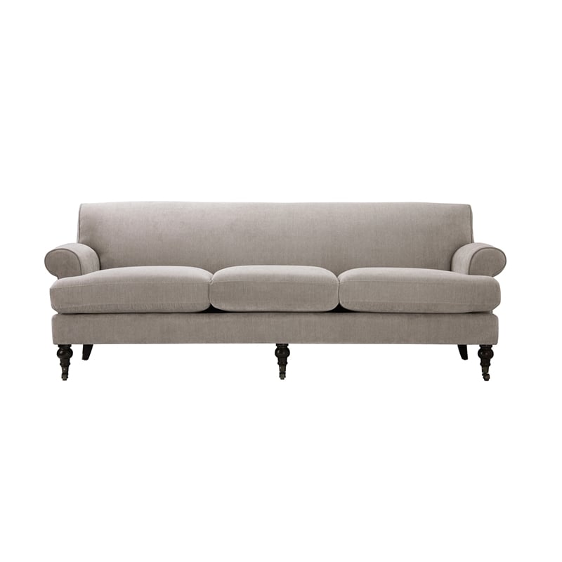 Alana Lawson Recessed Arm Sofa Metal Casters Silver Gray