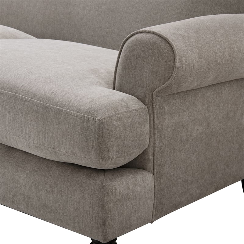 Alana Lawson Recessed Arm Sofa Metal Casters Silver Gray