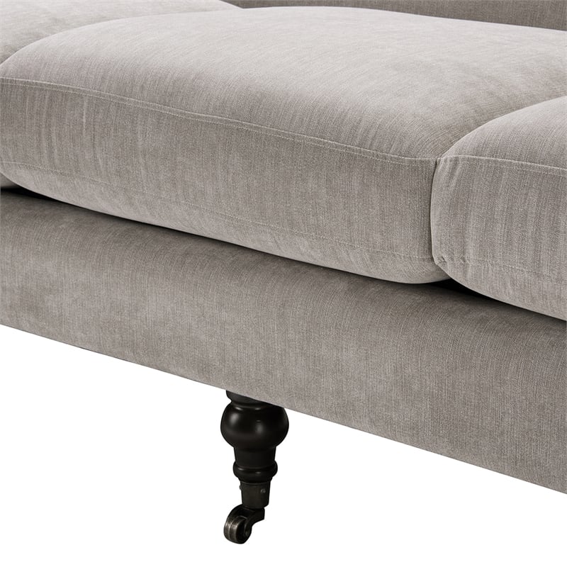 Alana Lawson Recessed Arm Sofa Metal Casters Silver Gray