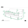 Alana Lawson Recessed Arm Sofa Metal Casters Silver Gray