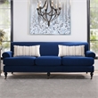 Alana Lawson Recessed Arm Sofa Metal Casters Navy Blue