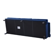 Alana Lawson Recessed Arm Sofa Metal Casters Navy Blue