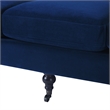 Alana Lawson Recessed Arm Sofa Metal Casters Navy Blue