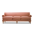 Alana Lawson Recessed Arm Sofa with Metal Casters in Peach Orange