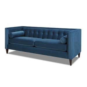 Jack 84&quot Tufted Tuxedo Sofa Double Cushion Satin Teal
