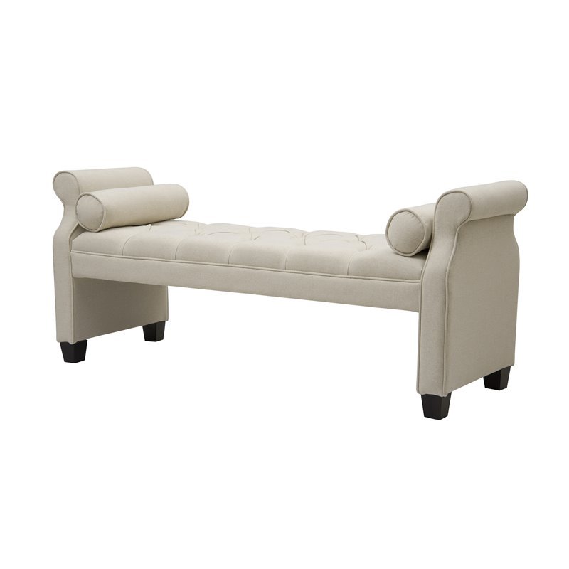 Jocelyn Tufted Roll Arm Entryway Bench Sky Neutral Cymax Business