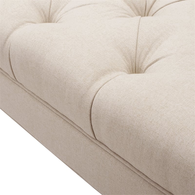 Alma Tufted Flared Arm Entryway Bench Cream Polyester