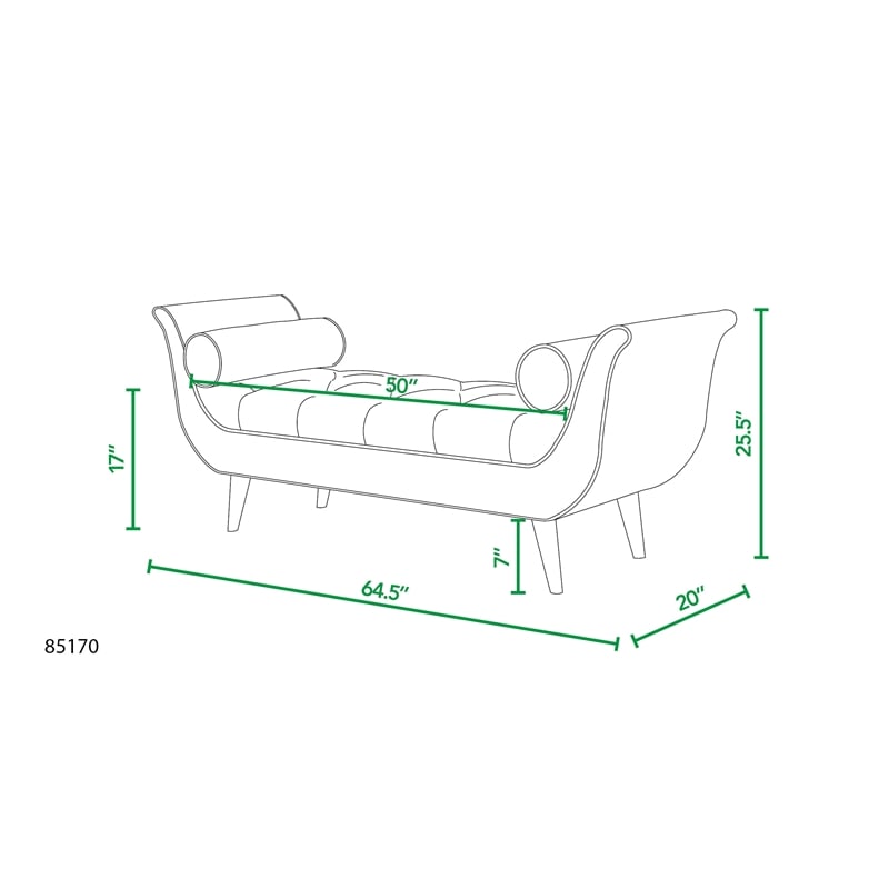 Alma Tufted Flared Arm Entryway Bench Cream Polyester