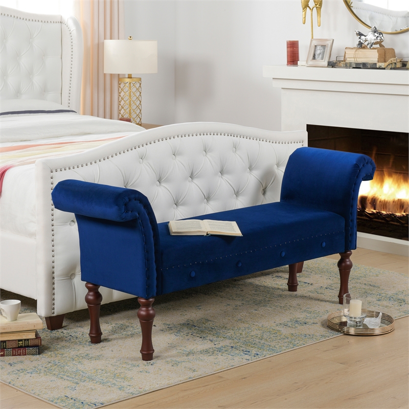 Elise Roll Arm Entryway Bench Navy Blue Cymax Business