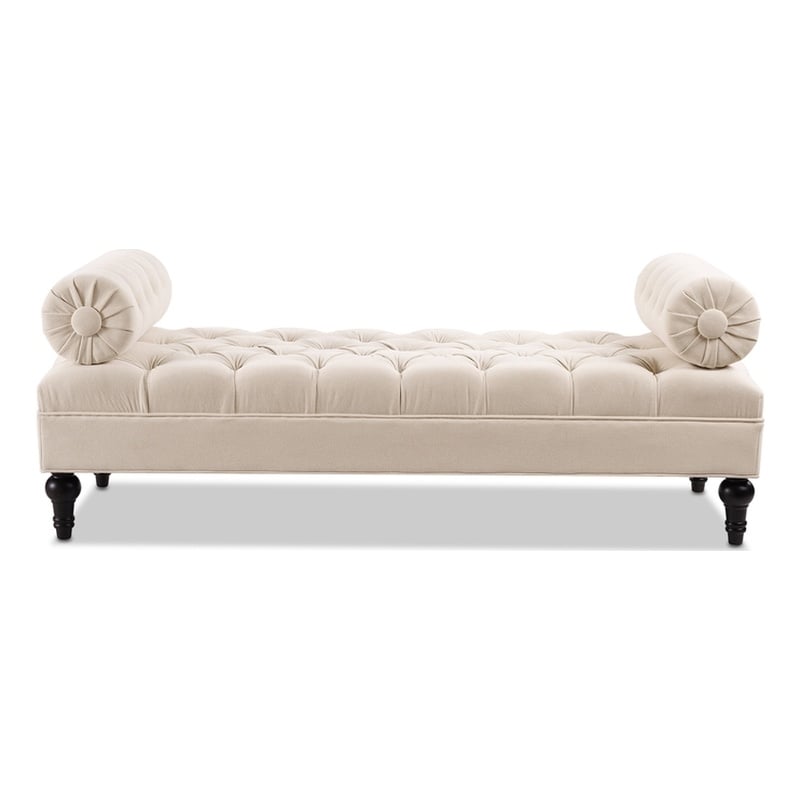 Lewis Bolster Arm Entryway Polyester Cream Bench