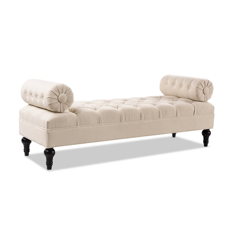 Lewis Bolster Arm Entryway Polyester Cream Bench