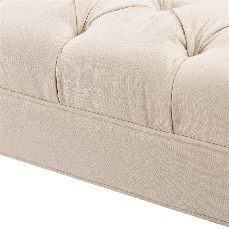 Lewis Bolster Arm Entryway Polyester Cream Bench
