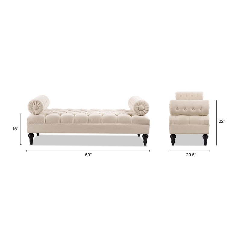 Lewis Bolster Arm Entryway Polyester Cream Bench