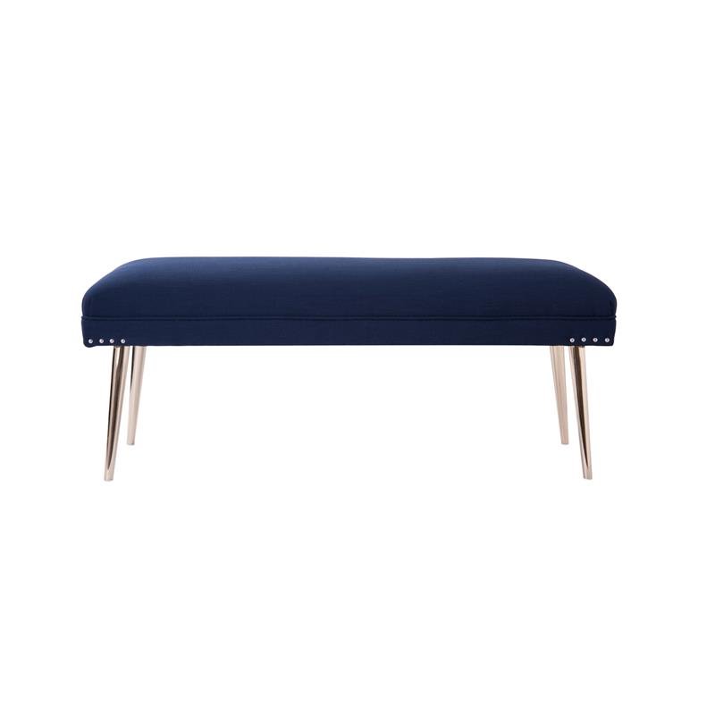 Pamela Entryway Bench Polished Gold Legs Midnight Blue Cymax Business