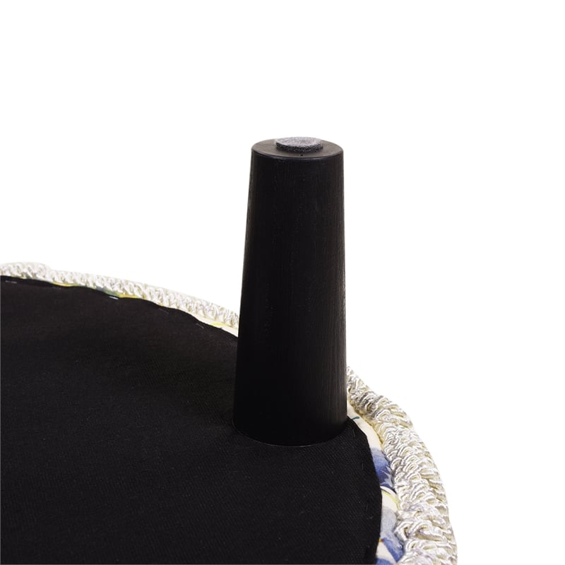 Yolanda Tufted Decorative Round Ottoman Off White Floral Fabric