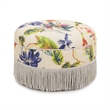 Yolanda Tufted Decorative Round Ottoman Off White Floral Fabric