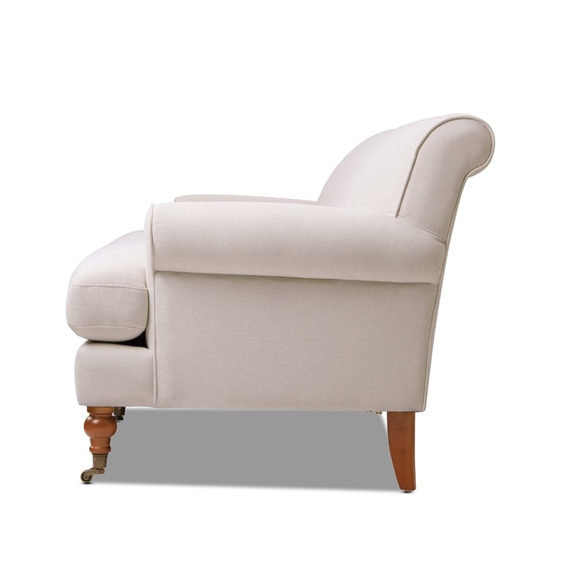 Alana Lawson Recessed Arm Sofa Metal Casters Sky Neutral