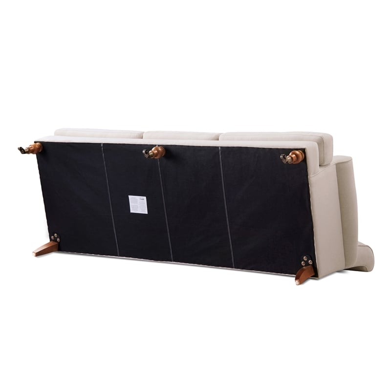Alana Lawson Recessed Arm Sofa Metal Casters Sky Neutral