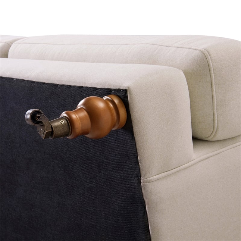 Alana Lawson Recessed Arm Sofa Metal Casters Sky Neutral