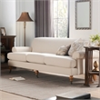 Alana Lawson Recessed Arm Sofa Metal Casters Sky Neutral