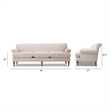 Alana Lawson Recessed Arm Sofa Metal Casters Sky Neutral