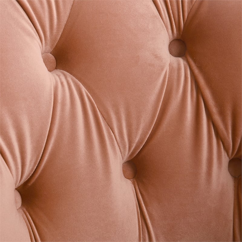 Katherine Tufted Accent Chair Peach Orange Velvet