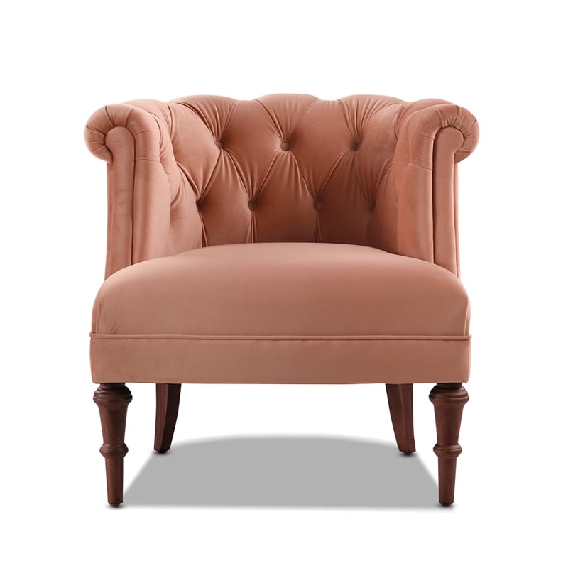 Katherine Tufted Accent Chair Peach Orange Velvet
