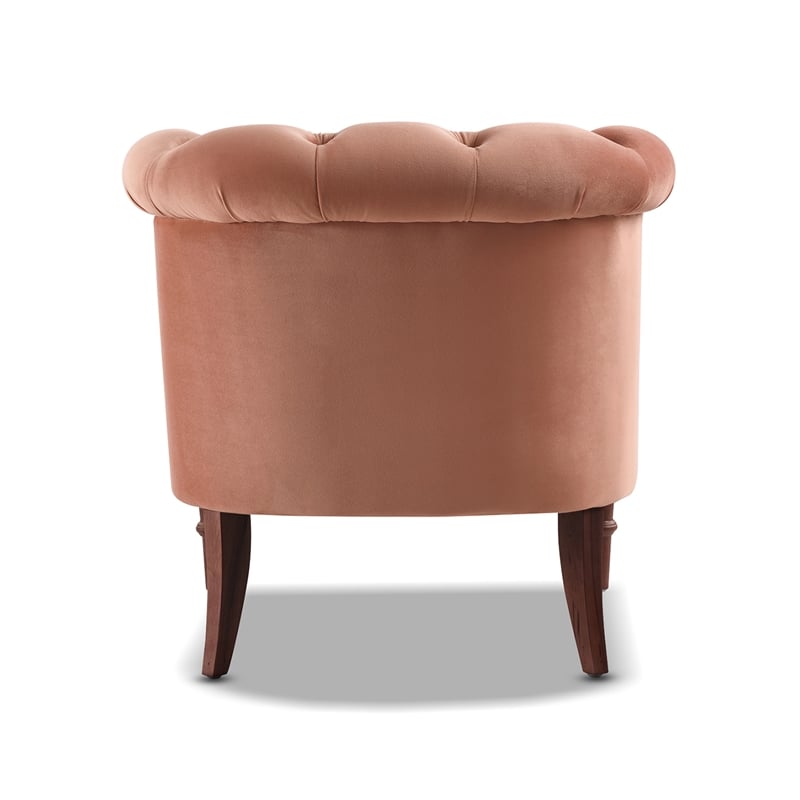 Katherine Tufted Accent Chair Peach Orange Velvet