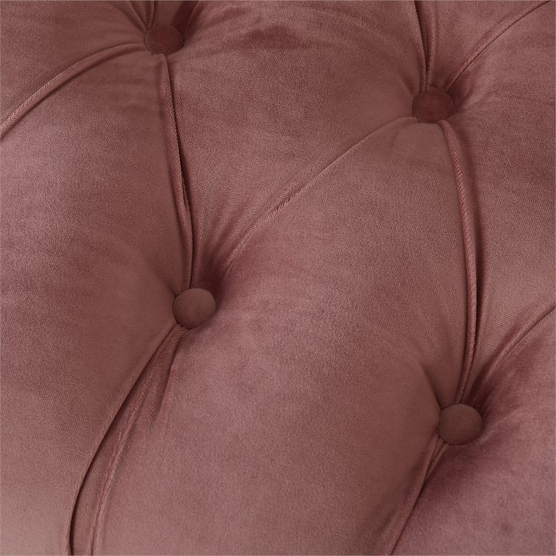La Rosa Victorian Tufted Accent Chair Ash Rose Velvet Pink