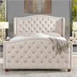 Marcella Tufted Wingback Queen Bed Sky Neutral
