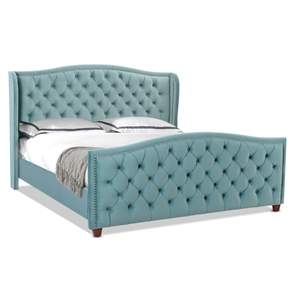 Marcella Tufted Wingback King Bed Arctic Blue