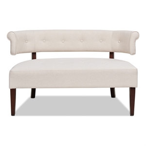 Jennifer Taylor Home Jared Roll Arm Tufted Polyester Fabric Bench in Cream