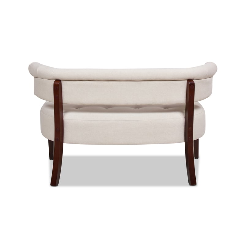 Jennifer Taylor Home Jared Roll Arm Tufted Polyester Fabric Bench in Cream