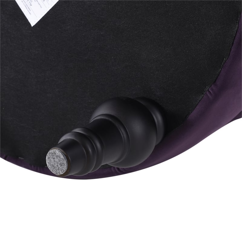 Dawn Tufted Round Ottoman Nailhead Accents Purple Velvet