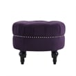 Dawn Tufted Round Ottoman Nailhead Accents Purple Velvet