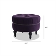 Dawn Tufted Round Ottoman Nailhead Accents Purple Velvet