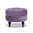 Dawn Tufted Round Ottoman Nailhead Accents Purple Velvet