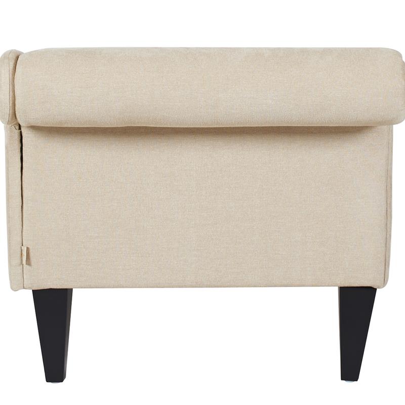 Harrison Tufted Roll Arm Chaise Lounge Beige