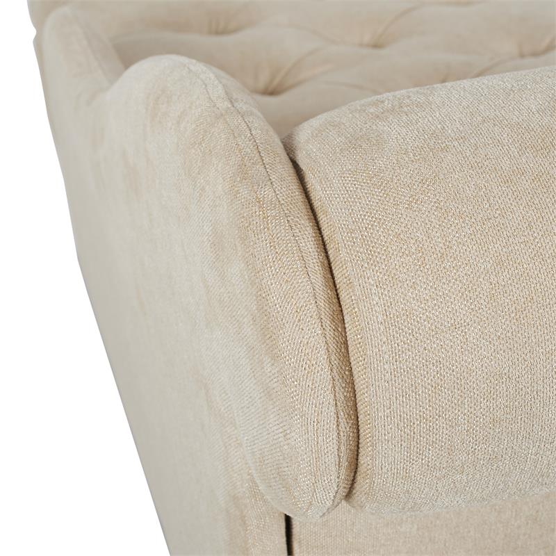 Harrison Tufted Roll Arm Chaise Lounge Beige